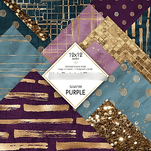 Kit Digital Papéis Roxo com Dourado 