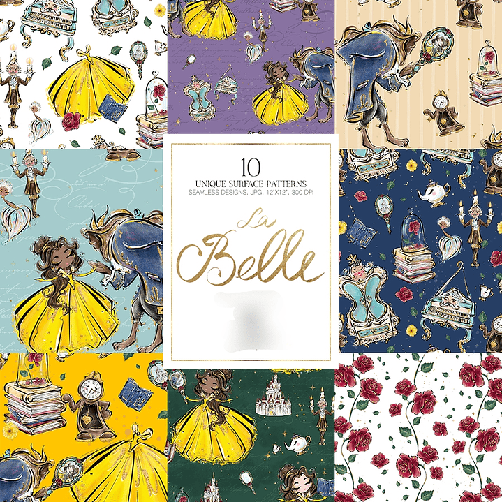 Kit Digital Papéis Bela e a Fera  1