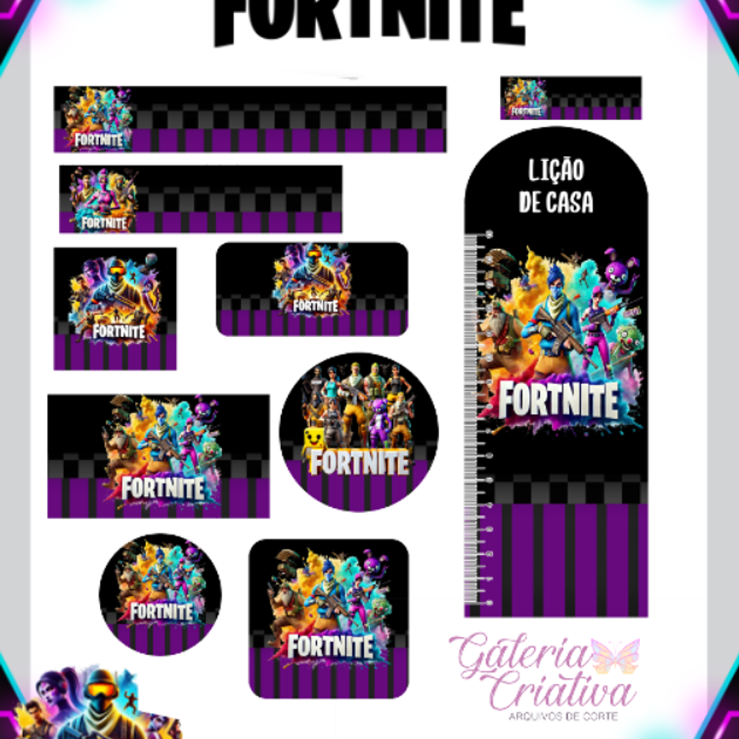 Arquivo Etiqueta Escolar Fortnite  1