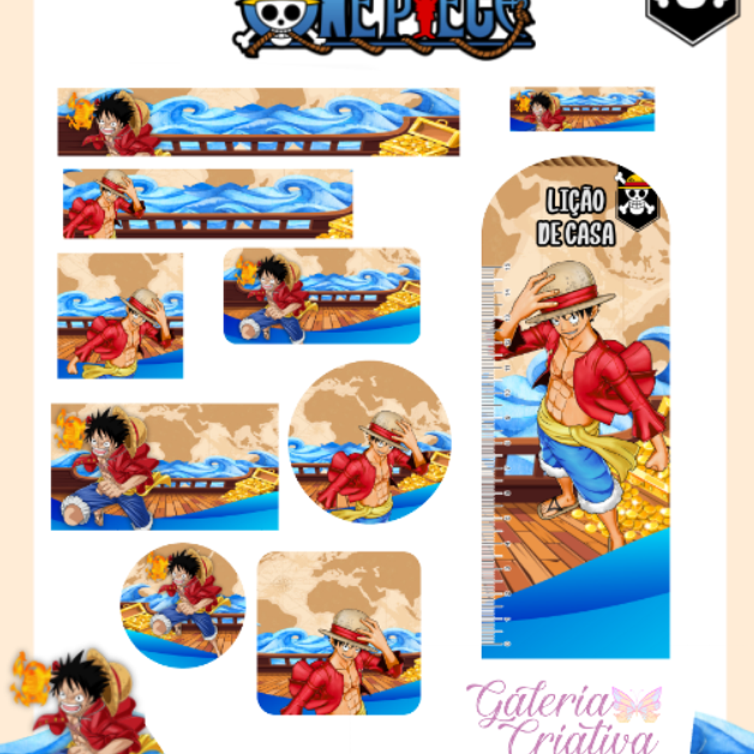 Arquivo Etiqueta Escolar One Piece  1