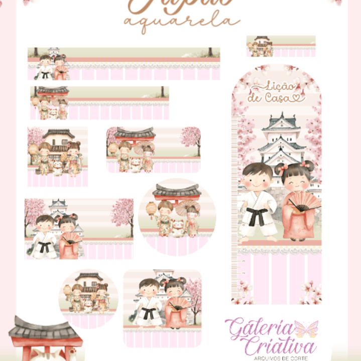 Arquivo Etiqueta Escolar Japão Aquarela  1