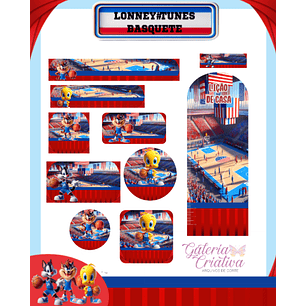 Arquivo Etiqueta Escolar Lonney Tunes Basquete 