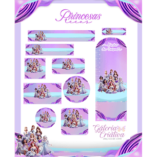Arquivo Etiqueta Escolar Princesas Teen 