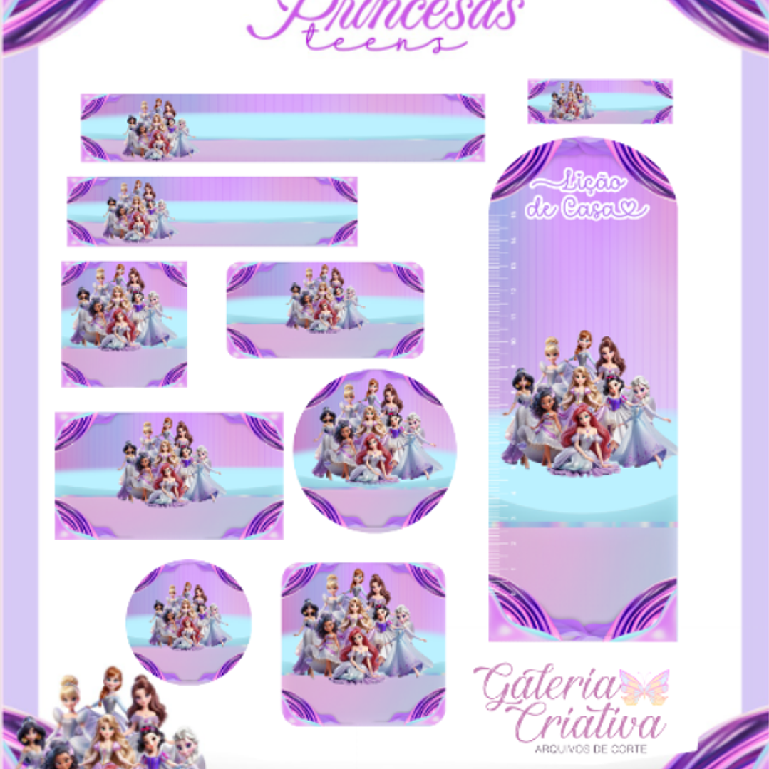 Arquivo Etiqueta Escolar Princesas Teen  1
