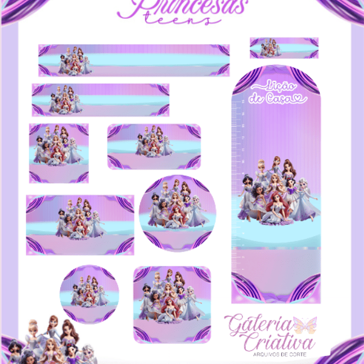 Arquivo Etiqueta Escolar Princesas Teen  1