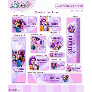 Arquivo Etiqueta Escolar Guerreiras do Kpop 