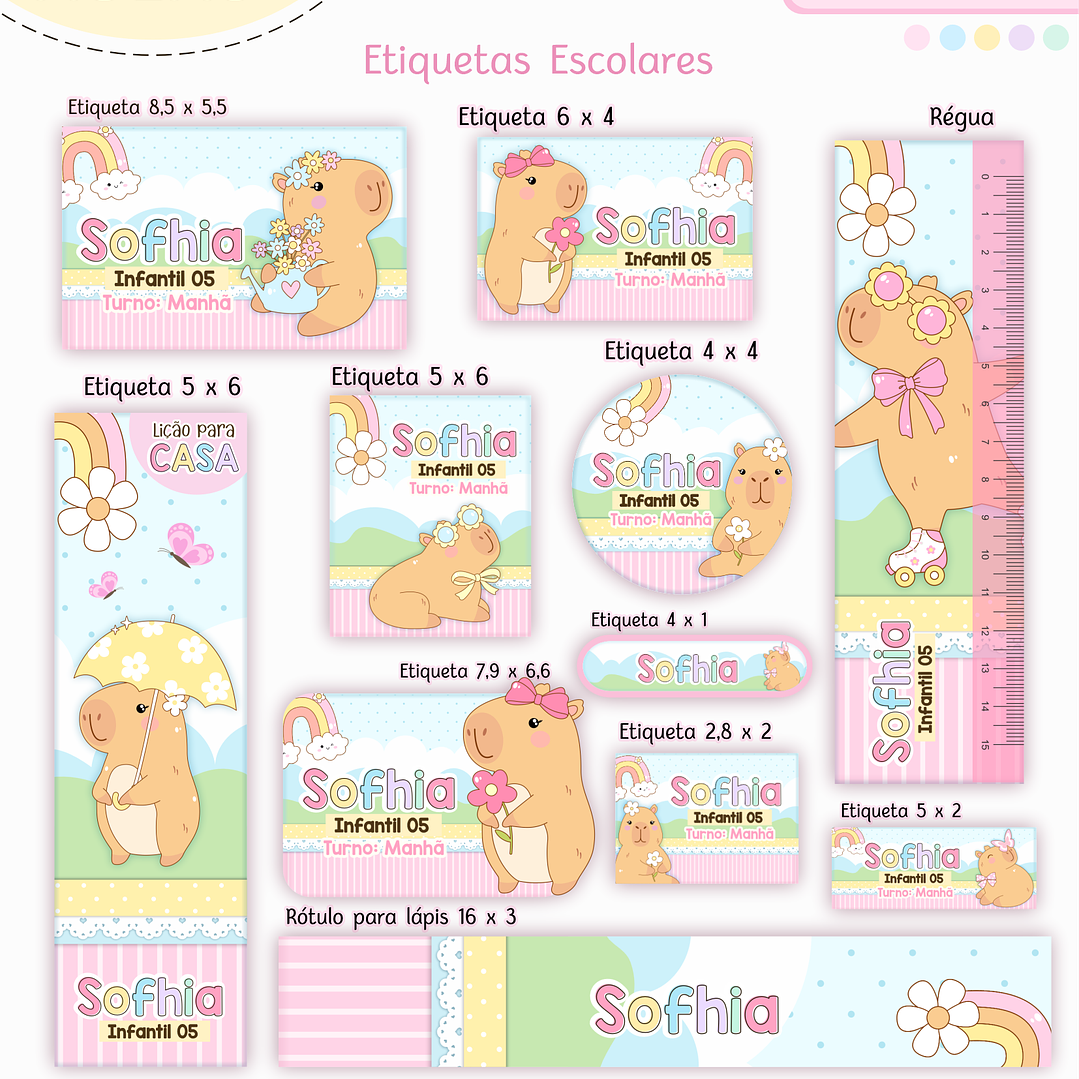 Arquivo Etiqueta Escolar Capivara  1