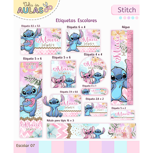 Arquivo Etiqueta Escolar Stitch Menina 