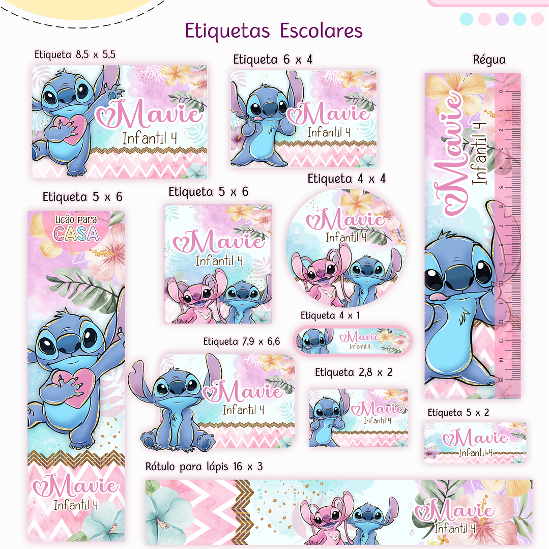 Arquivo Etiqueta Escolar Stitch Menina  1