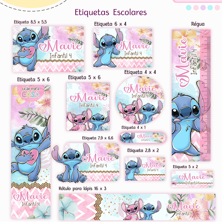 Arquivo Etiqueta Escolar Stitch Menina  1
