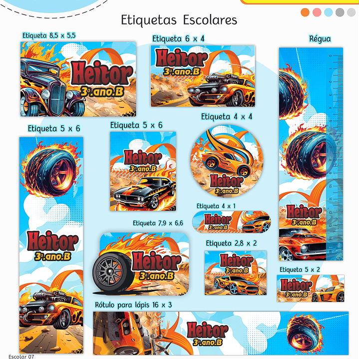 Arquivo Etiqueta Escolar Hotwheels  1