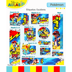 Arquivo Etiqueta Escolar Pokemon