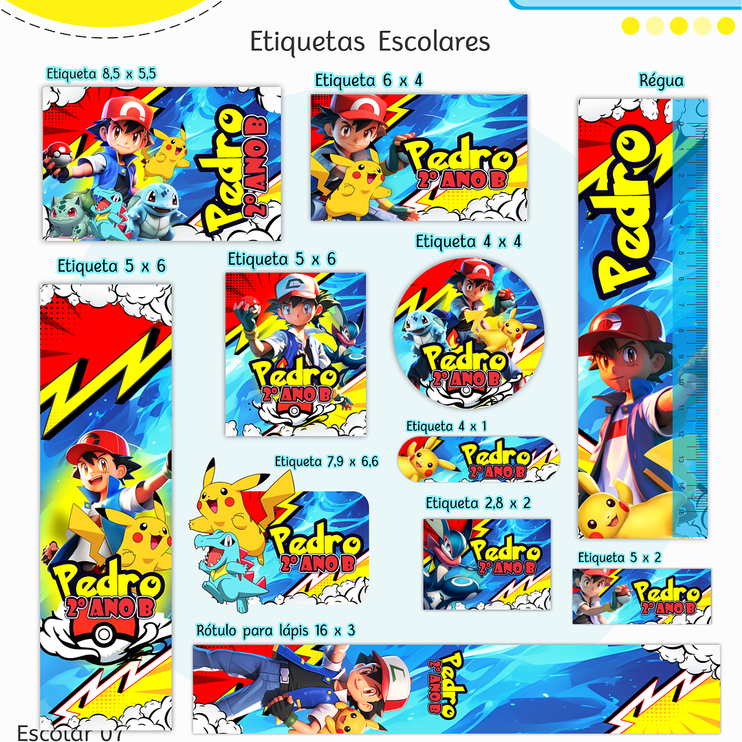 Arquivo Etiqueta Escolar Pokemon 1