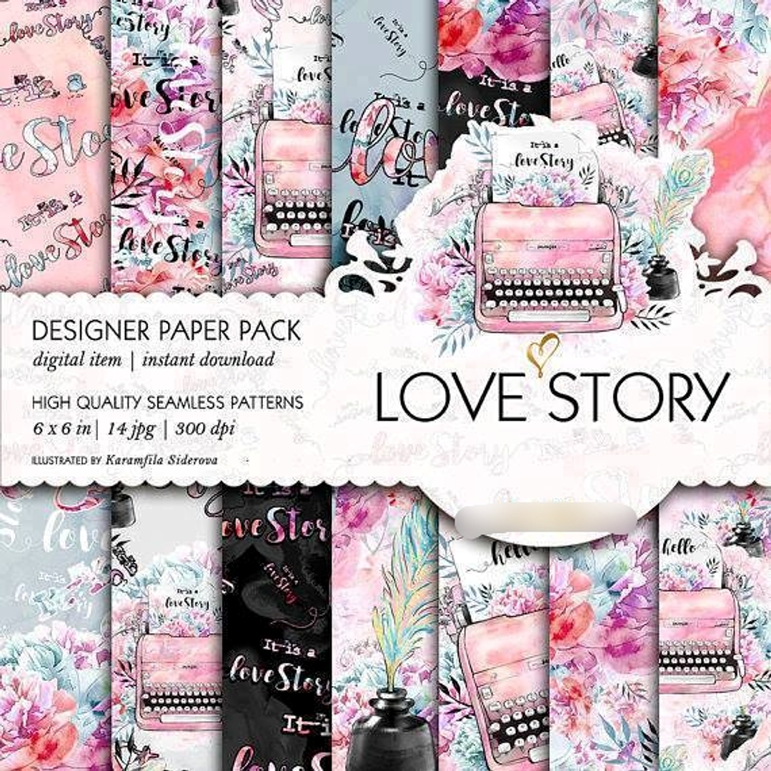 Kit Digital Papéis Romance  1