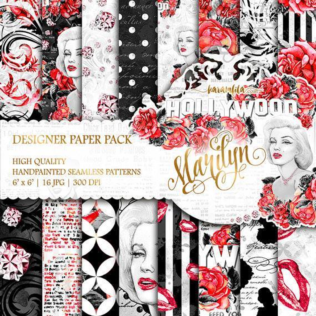 Kit Digital Papéis Marilyn 1