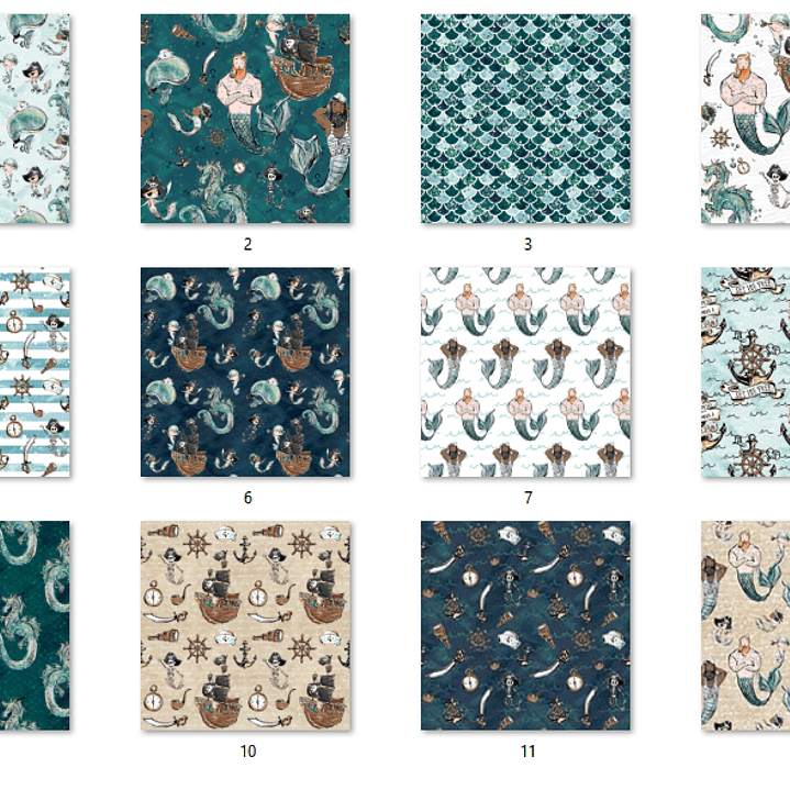 Kit Digital Papéis Tritões Piratas  2