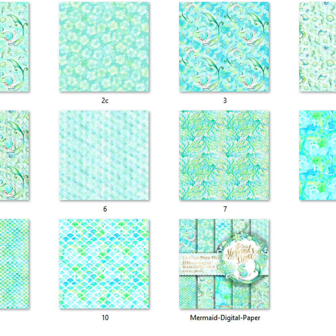 Kit Digital Papéis Ciano Sereias  2