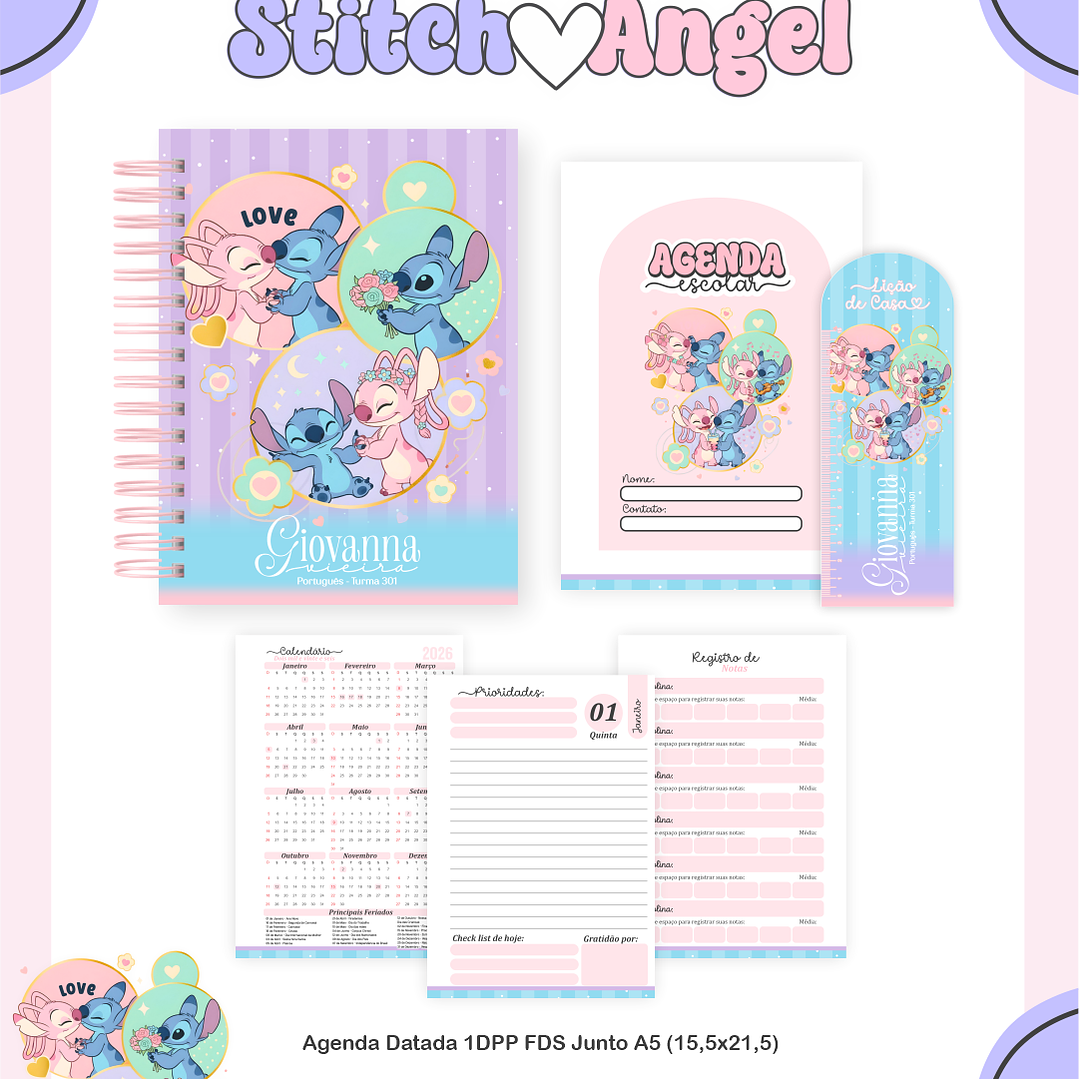 Arquivo Encadernação Escolar 2026 Stitch e Angel  3
