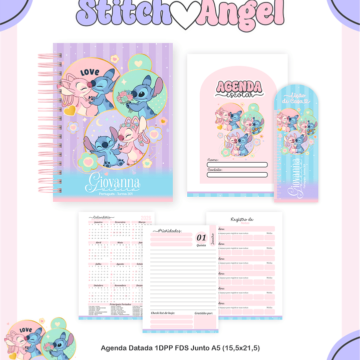 Arquivo Encadernação Escolar 2026 Stitch e Angel  3