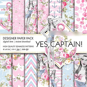 Kit Digital Papéis Náutico Rosa 