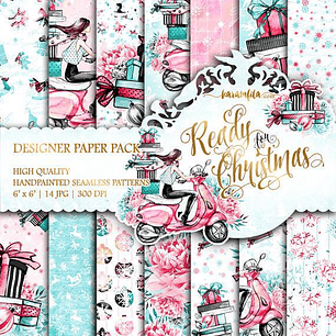 Kit Digital Papeis Natal Aquarela