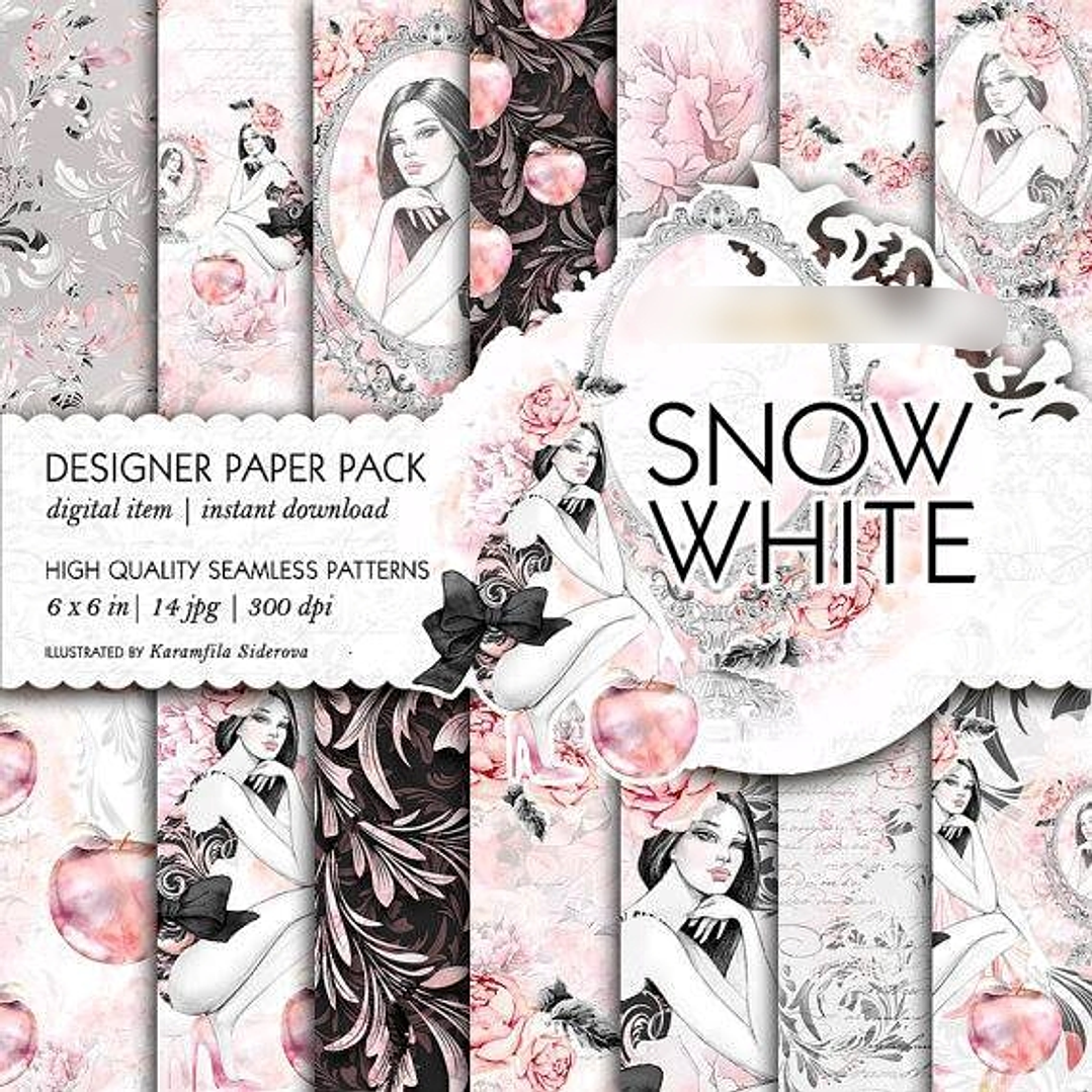 Kit Digitais Papeis Branca de Neve 1