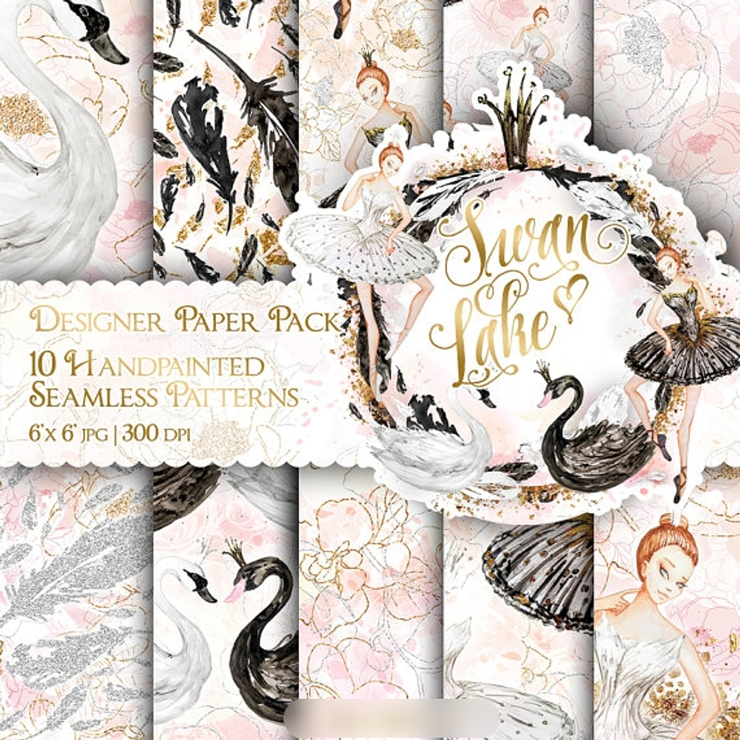 Kit Digital Papeis Lago Dos Cisnes 1