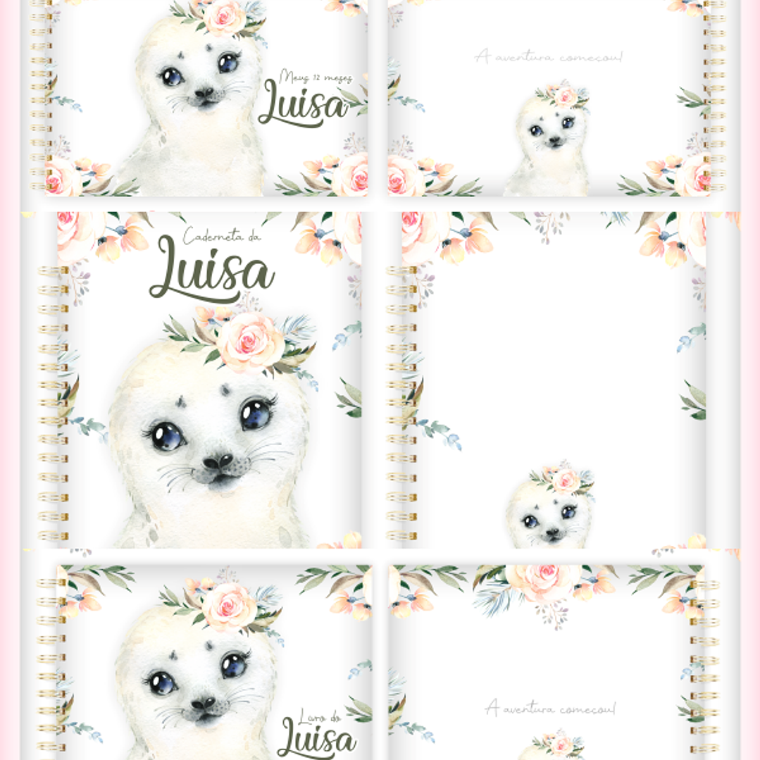 Arquivo Encadernação Baby Foquinha Aquarela 1