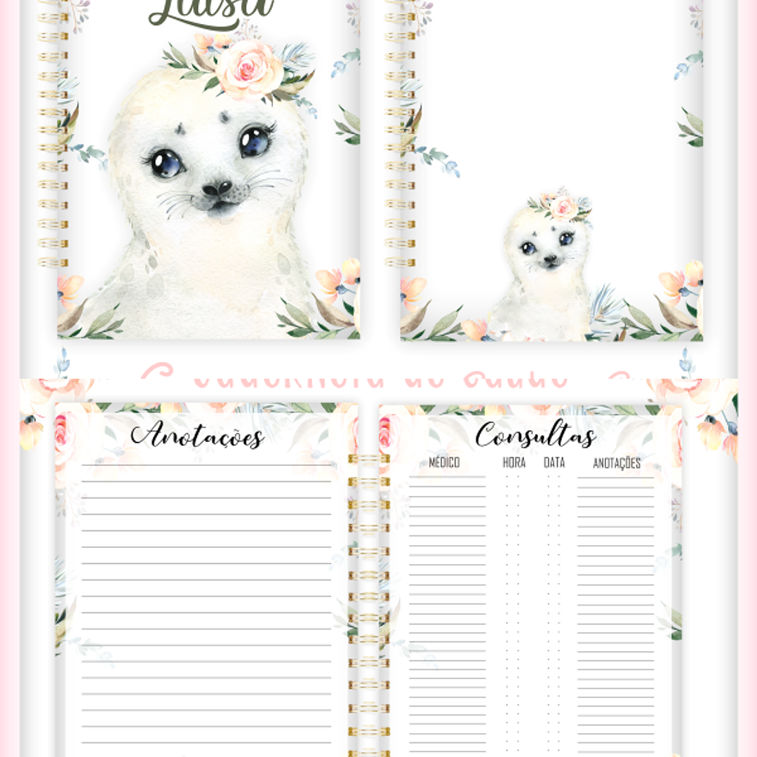 Arquivo Encadernação Baby Foquinha Aquarela 2