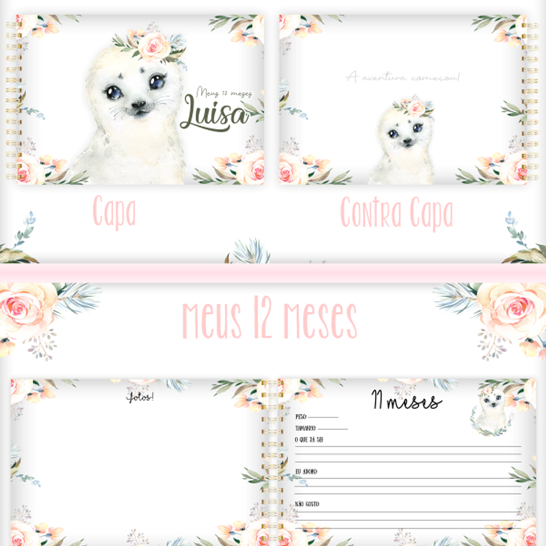 Arquivo Encadernação Baby Foquinha Aquarela 3