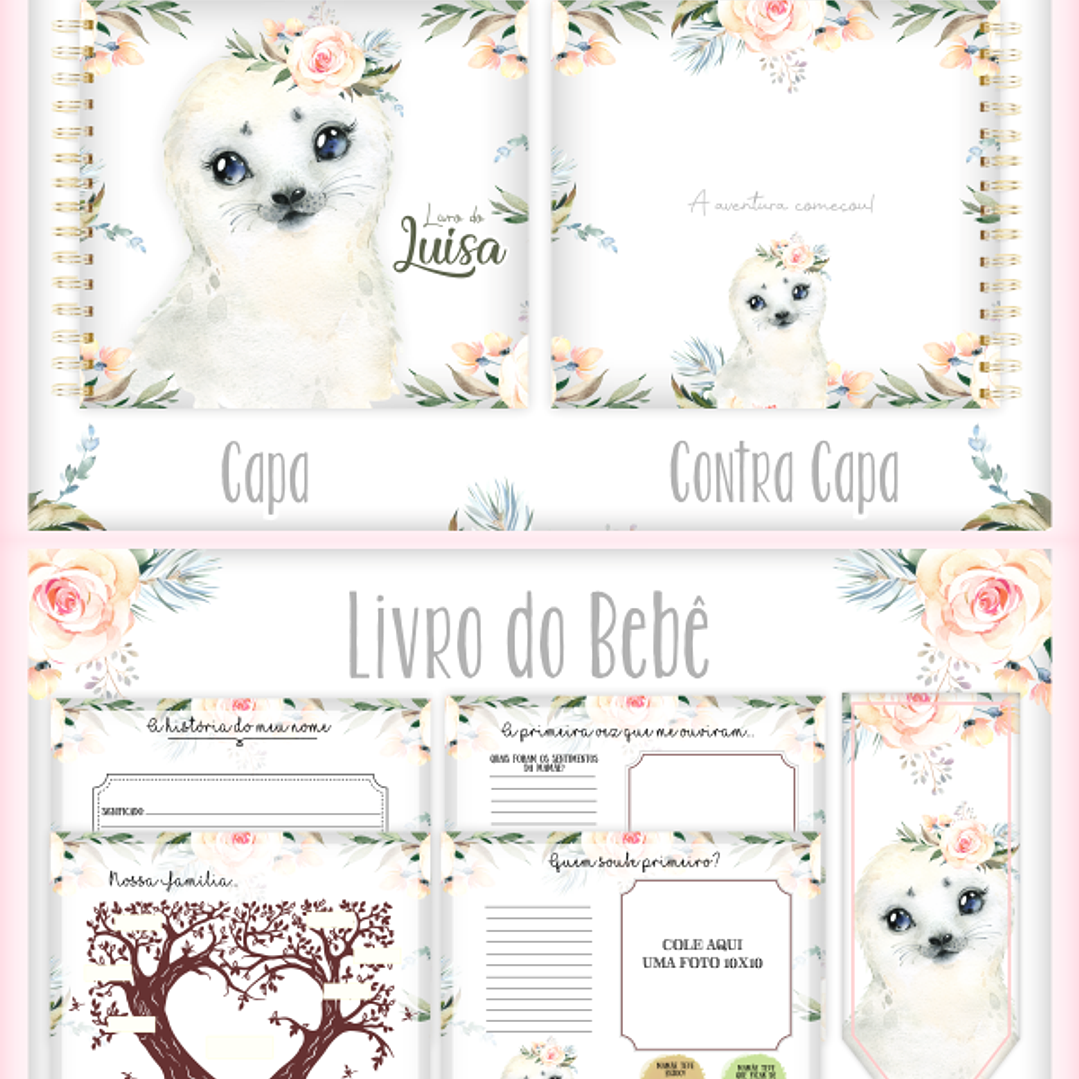 Arquivo Encadernação Baby Foquinha Aquarela 4
