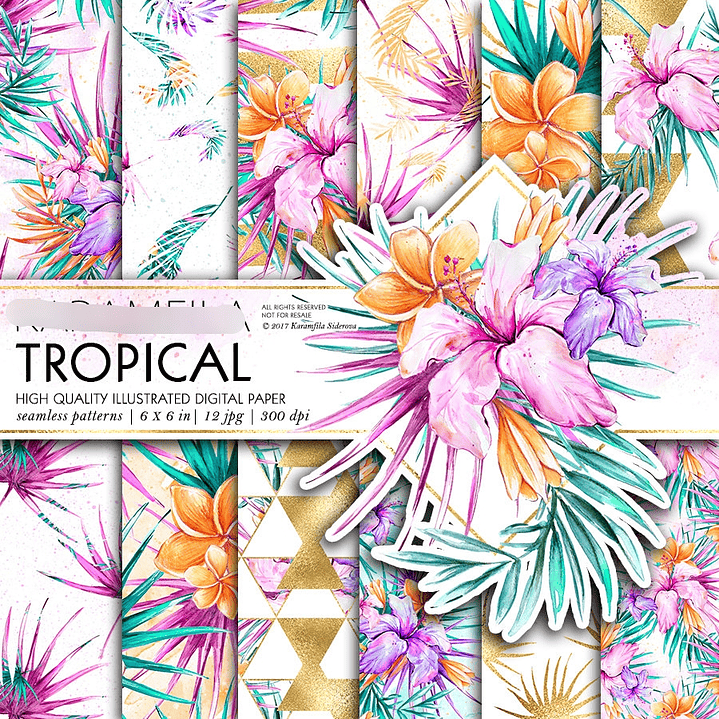 Kit Digital Papel Tropical Verão 1
