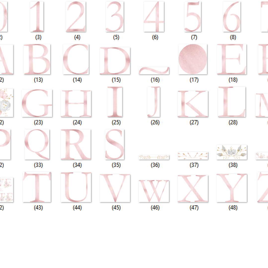 Kit Digital Alfabeto Floral Rosa  2