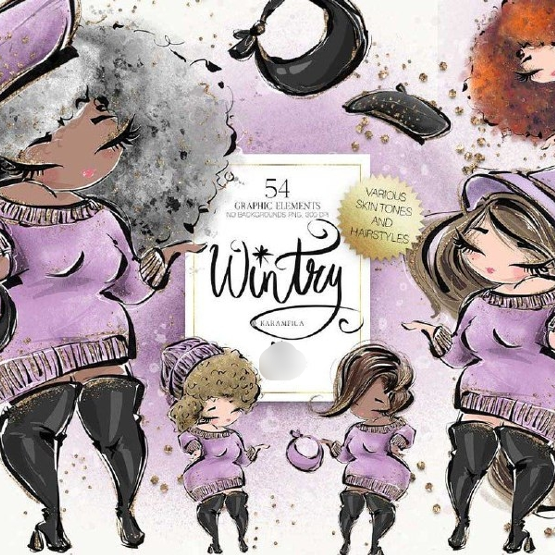 Kit Digital Bonequinhas no Inverno  1