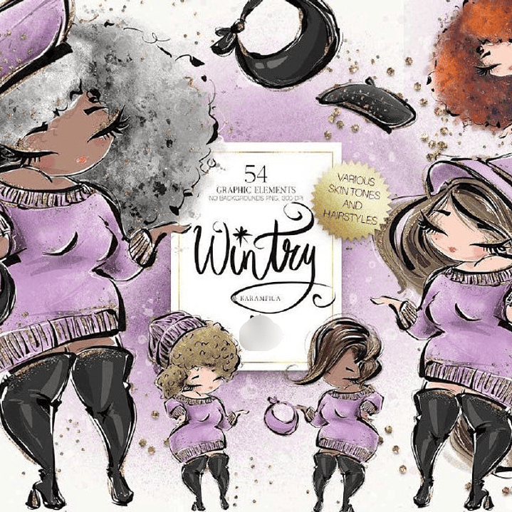 Kit Digital Bonequinhas no Inverno  1