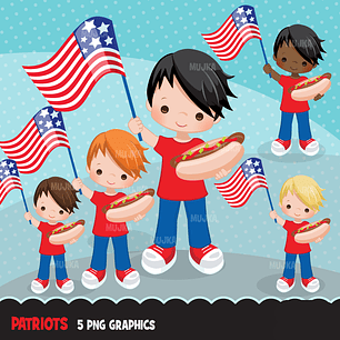 Kit Digital 4 de Julho Bandeira Menino 