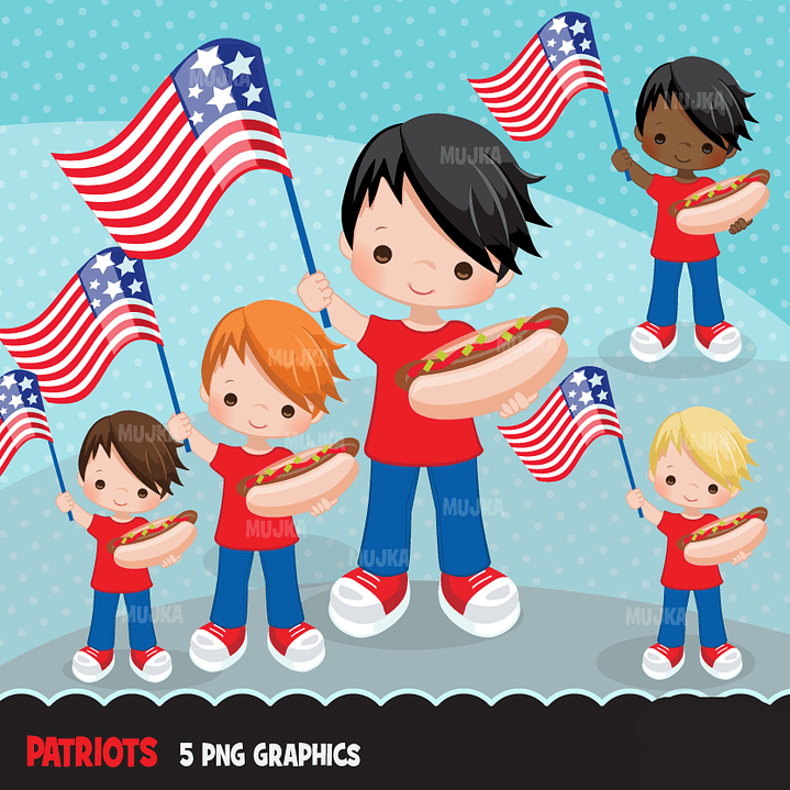 Kit Digital 4 de Julho Bandeira Menino  1