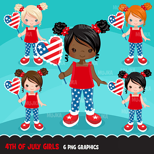 Kit Digital 4 julho coraçao menina