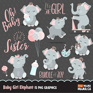 Kit Digital Elefante Baby Rosa