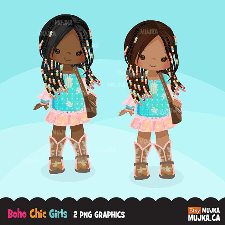 Kit Digital Boho Menina Chique  1