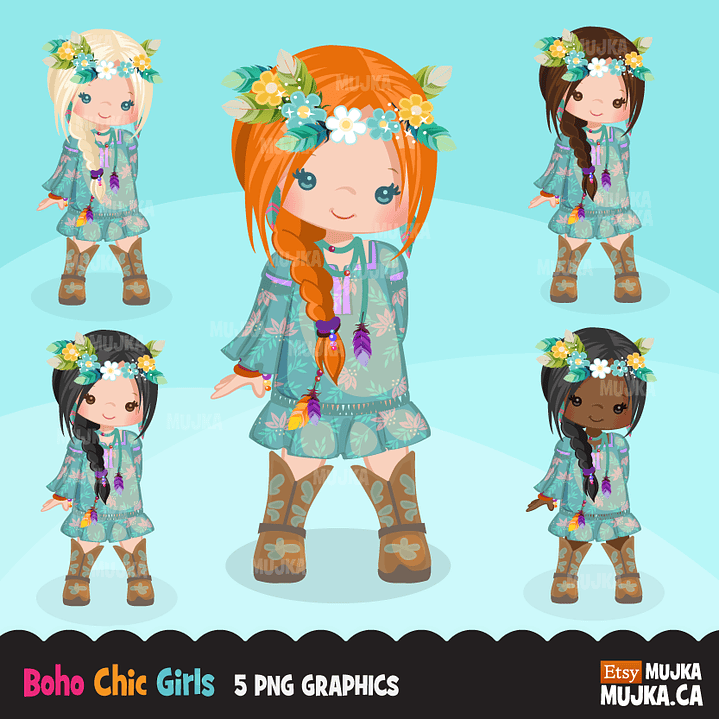 Kit Digital Menina Chique Boho 1