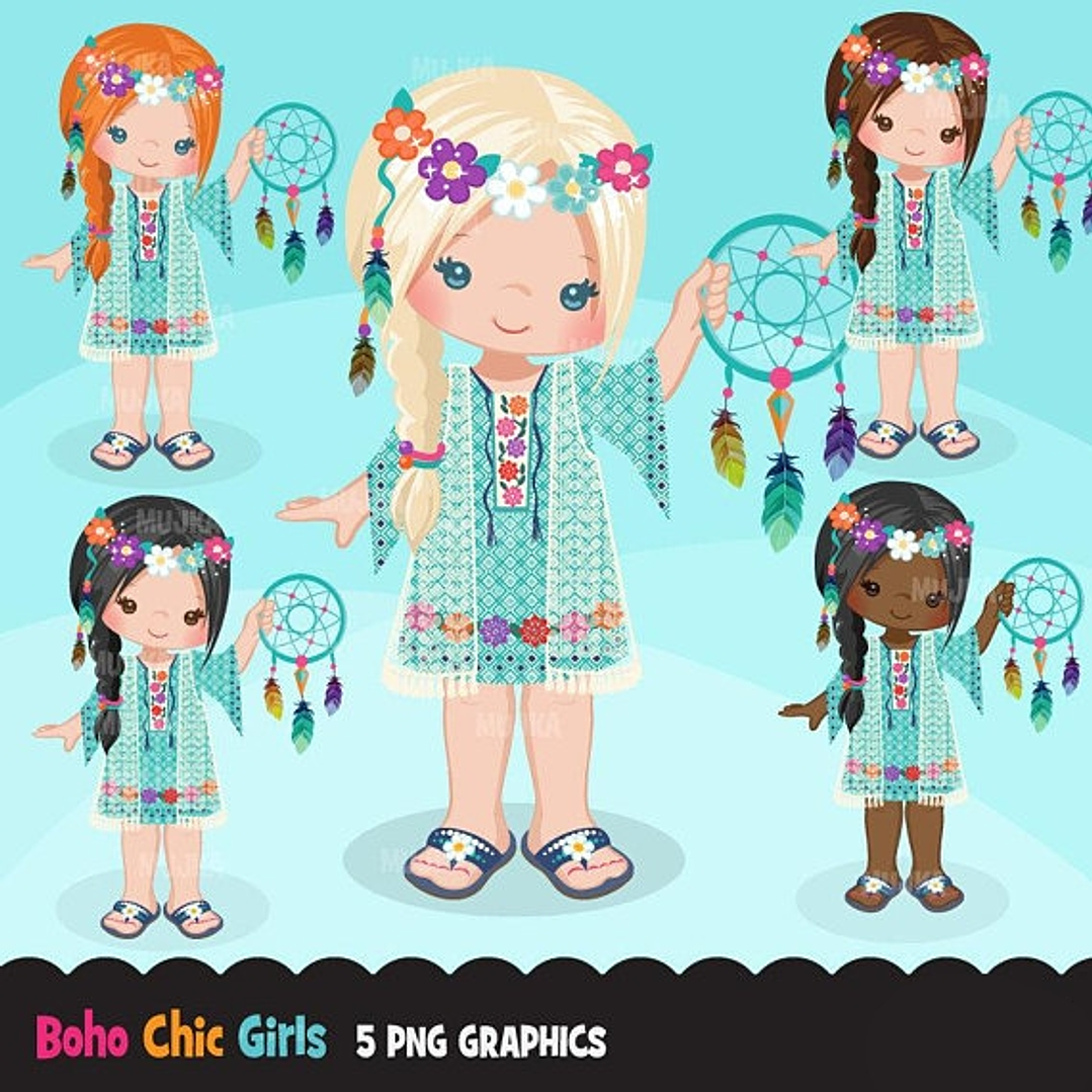 Kit Digital Boho Menina 1