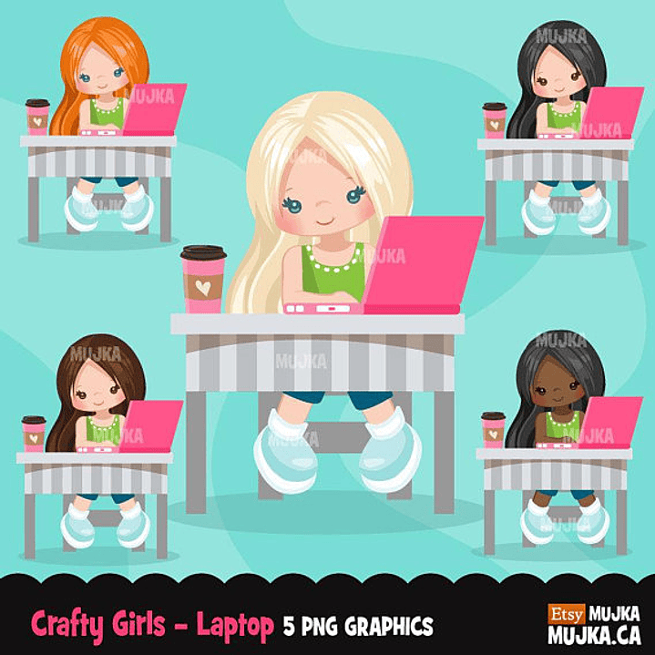 Kit Digital Menina No Computador 1