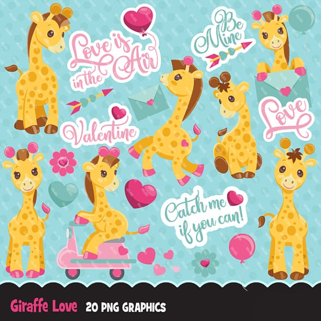 Kit Digital Girafinhas Romanticas 1