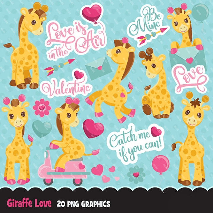 Kit Digital Girafinhas Romanticas 1