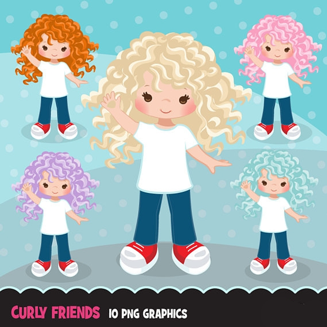 Kit Digital Meninas Caracoladas 1