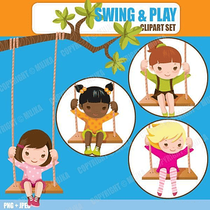 Kit Digital Meninas No Balanço 