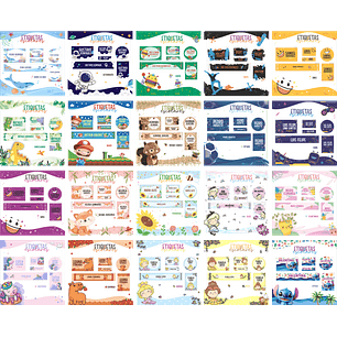 Arquivo Combo Escolar Etiquetas 20 Temas 