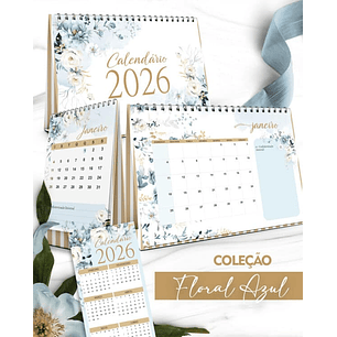 Arquivo Coleção Floral Azul Calendário 2026