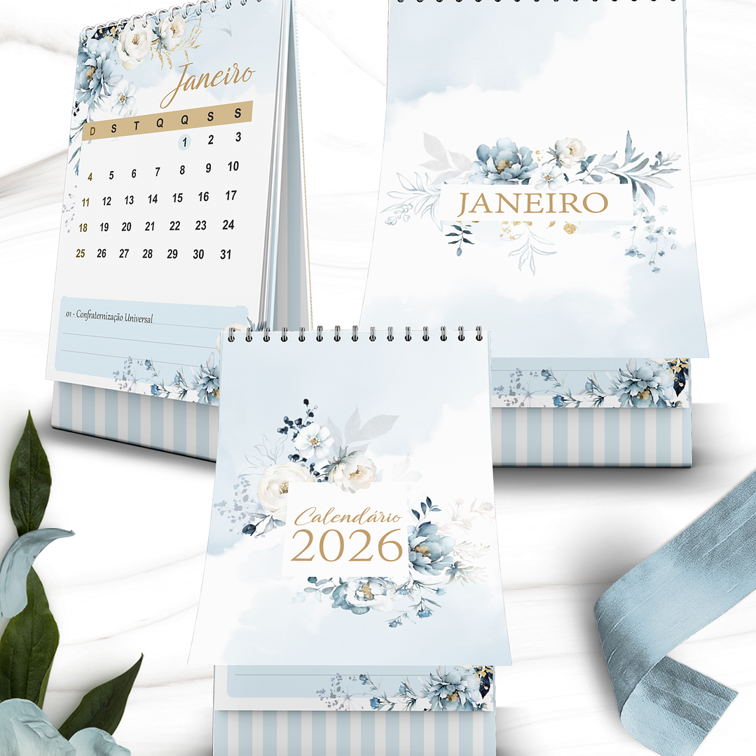 Arquivo Coleção Floral Azul Calendário 2026 2